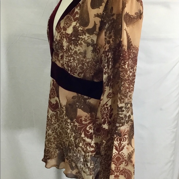 Rave Brown & Tan Long Sleeve V Neck Top - Picture 3 of 5